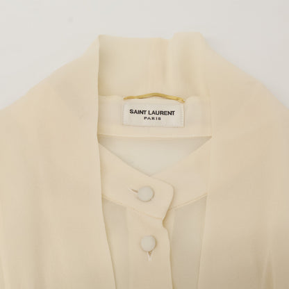 SAINT LAURENT PARIS サンローランパリ 13年 ｱｲﾎﾞﾘｰ シルク　339635 YA58A ｼｰｽﾙｰｼｬﾂ　エディ期 トップス 36