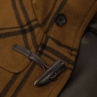 SHIPS シップス ﾌﾞﾗｳﾝ ﾁｪｯｸ柄 ﾀﾞｯﾌﾙｺｰﾄ コート S