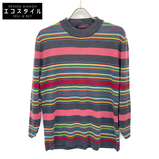 CABaN キャバン ｸﾞﾚｰ系 ﾏﾙﾁｶﾗｰ ｸﾙｰﾈｯｸﾆｯﾄ トップス S