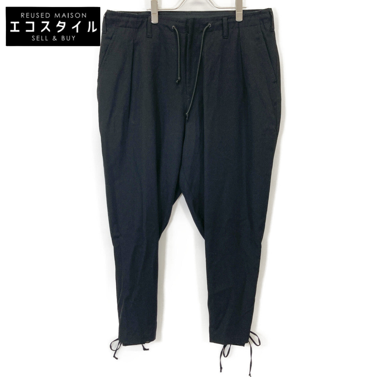 Yohji Yamamoto POUR HOMME ヨウジヤマモトプールオム 19AW ﾌﾞﾗｯｸ 前裾ﾚｰｽｱｯﾌﾟ ﾊﾟﾝﾂ ボトムス 2