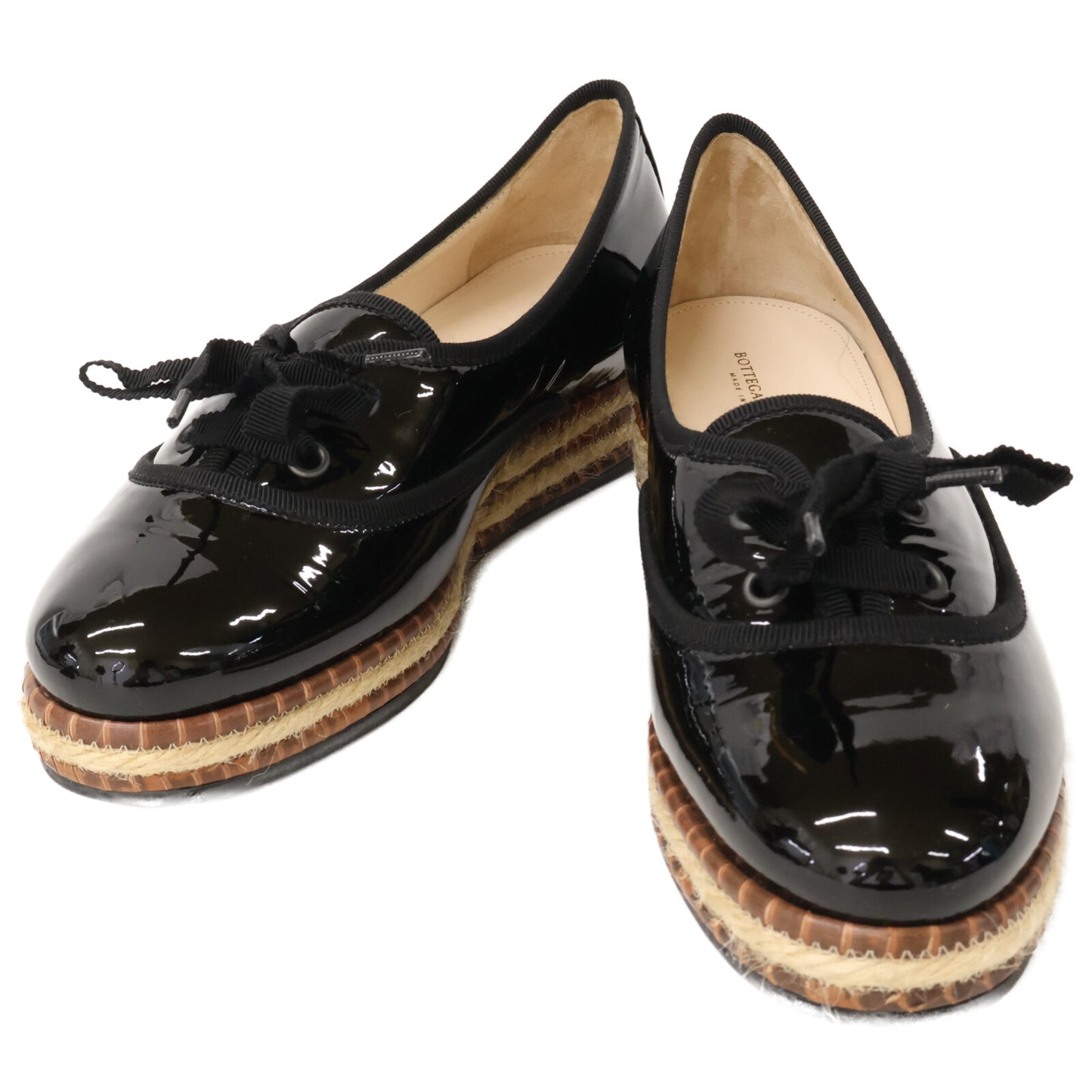 BOTTEGA VENETA ボッテガヴェネタ 【新品同様】420583 VAZF2 1000 パテント エスパドリーユ ローファー シューズ 36