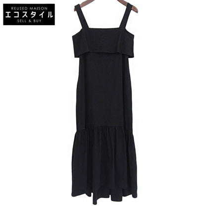 Theory セオリー リネン ノースリーブワンピース レディース ブラック S 01-2105203-050-902 ワンピース S