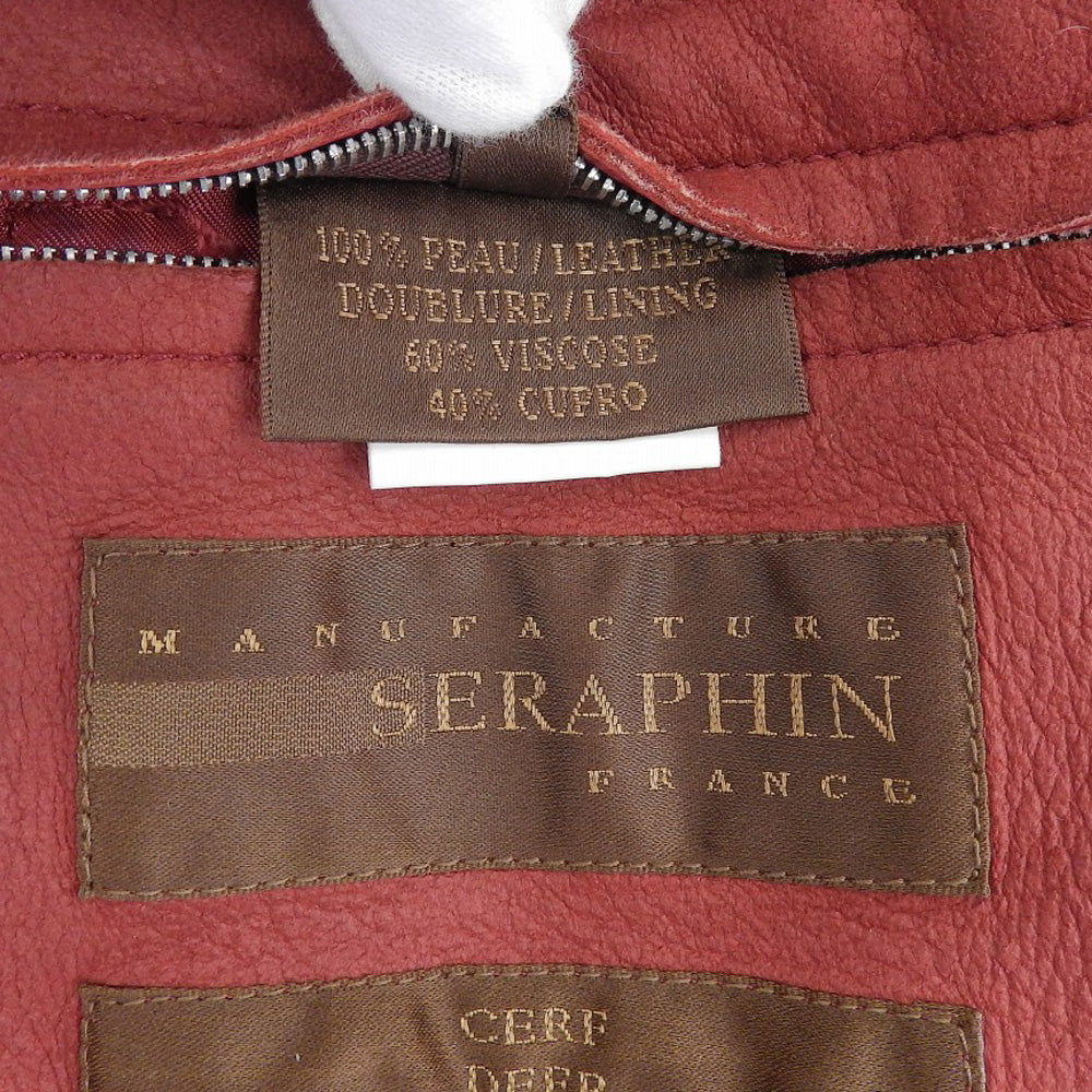 SERAPHIN セラファン DALTON 鹿革 ディアスキン シングル レザージャケット メンズ レッド 46 ジャケット 46