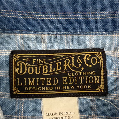 RRL ダブルアールエル ﾘﾐﾃｯﾄﾞｴﾃﾞｨｼｮﾝ ﾌﾞﾙｰ×ｲﾝﾃﾞｨｺﾞ ﾊﾟｯﾁﾜｰｸ ﾃﾞﾆﾑ刺し子 ｼｬﾂ トップス M