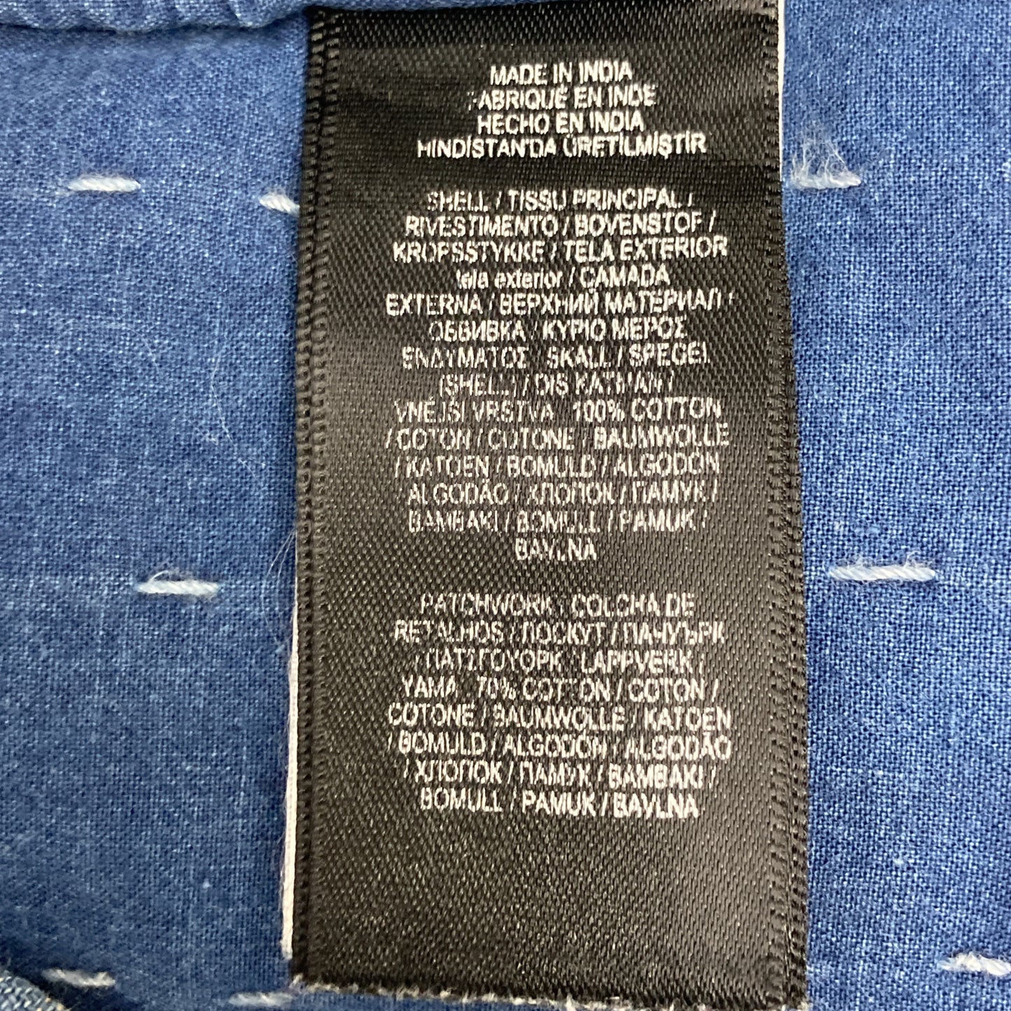 RRL ダブルアールエル ﾘﾐﾃｯﾄﾞｴﾃﾞｨｼｮﾝ ﾌﾞﾙｰ×ｲﾝﾃﾞｨｺﾞ ﾊﾟｯﾁﾜｰｸ ﾃﾞﾆﾑ刺し子 ｼｬﾂ トップス M