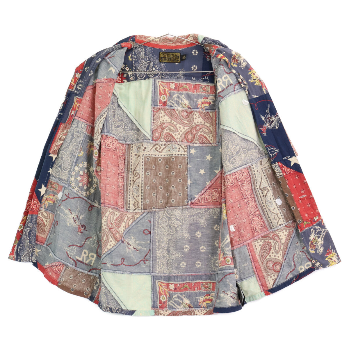 RRL ダブルアールエル ﾏﾙﾁｶﾗｰ ﾘﾐﾃｯﾄﾞｴﾃﾞｨｼｮﾝ 総柄 ﾊﾟｯﾁﾜｰｸｼｬﾂ トップス M