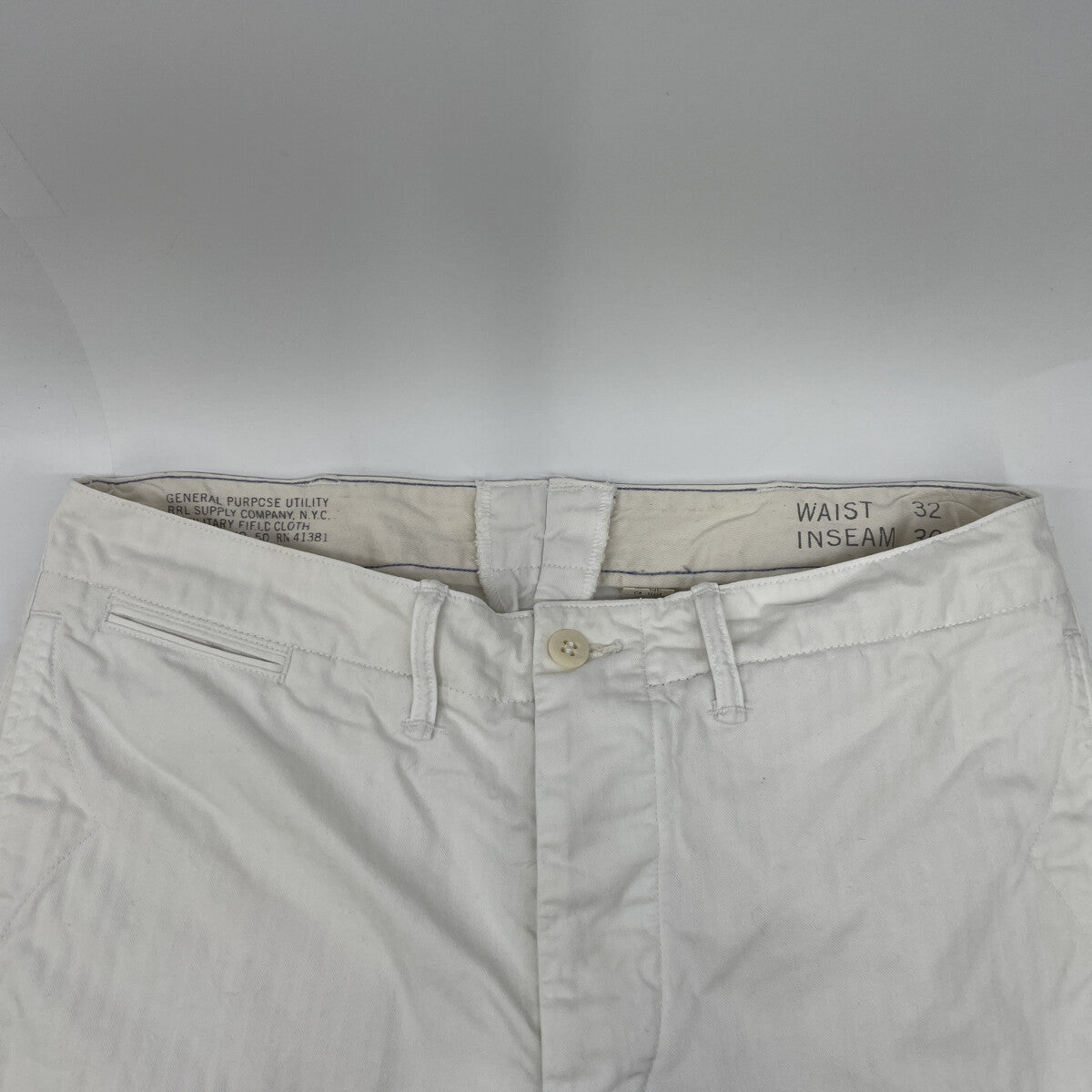 RRL ダブルアールエル ﾎﾜｲﾄ ｺｯﾄﾝ ﾎﾞﾀﾝﾌﾗｲ ﾁﾉﾊﾟﾝﾂ ボトムス 32×30