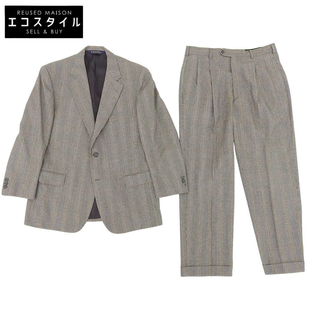 Brooks Brothers ブルックスブラザーズ グレンチェック ウール×カシミア ジャケット/パンツ セットアップ スーツ メンズ ブラウン 40 34W スーツ セットアップ 40/34W