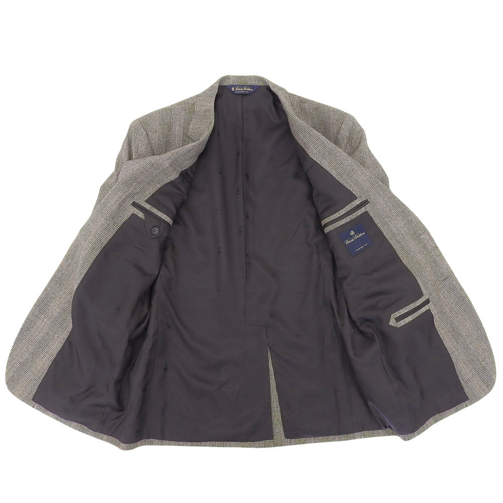 Brooks Brothers ブルックスブラザーズ グレンチェック ウール×カシミア ジャケット/パンツ セットアップ スーツ メンズ ブラウン 40 34W スーツ セットアップ 40/34W