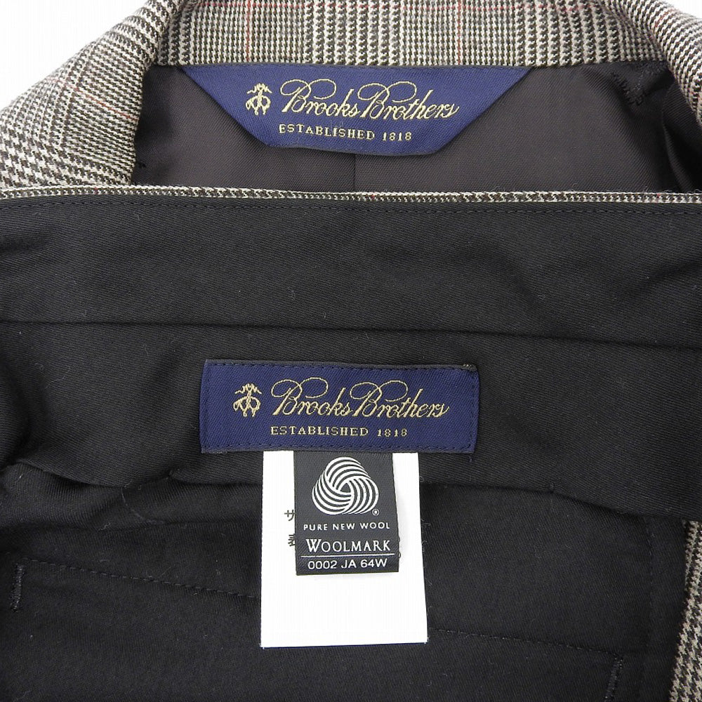 Brooks Brothers ブルックスブラザーズ グレンチェック ウール×カシミア ジャケット/パンツ セットアップ スーツ メンズ ブラウン 40 34W スーツ セットアップ 40/34W