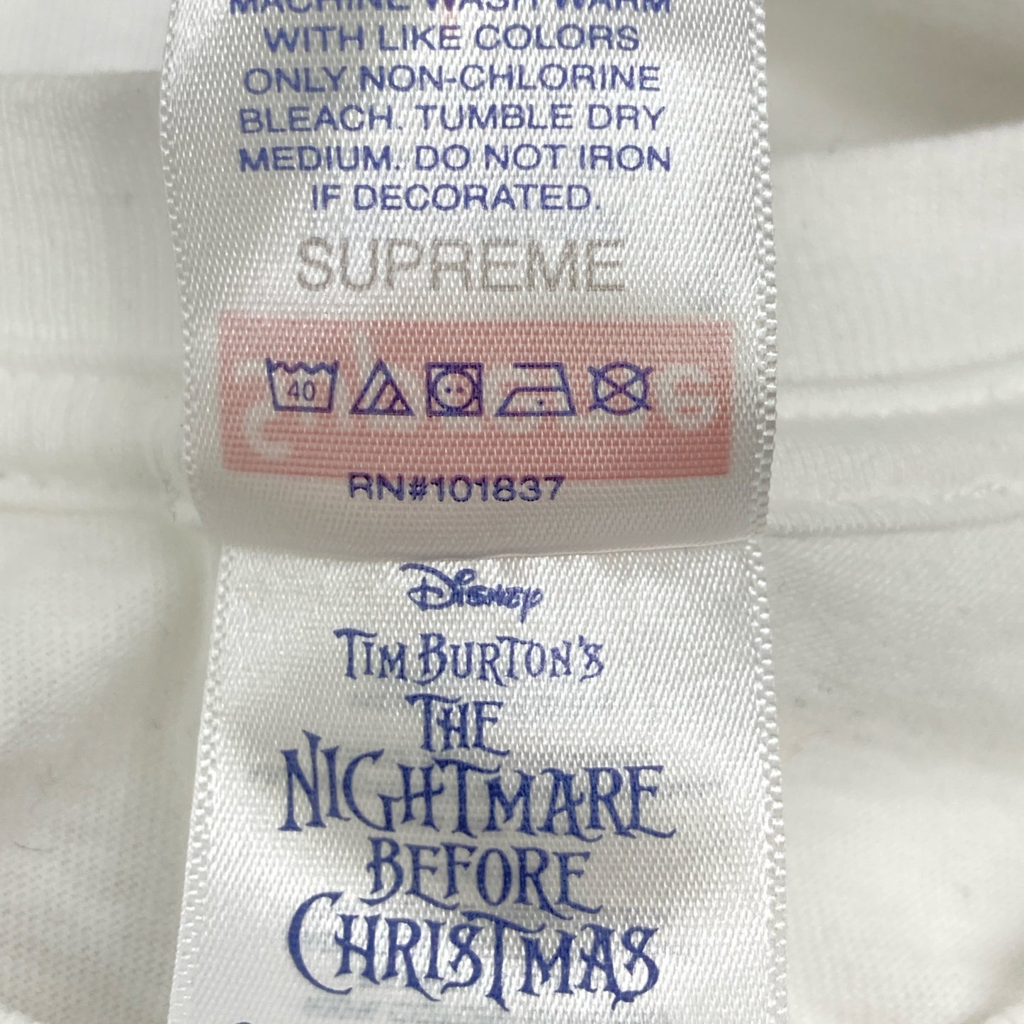 Supreme シュプリーム ｘDisneyディズニー【23AW】ナイトメアー ビフォア ティムバートン スケルトン 半袖Tシャツ/ トップス L
