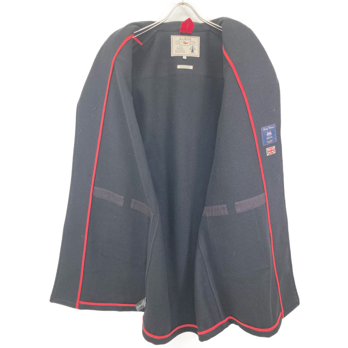 AUBIN オーバン 【AUBIN】ﾌﾞﾗｯｸ ｳｰﾙ ﾁｪｽﾀｰｺｰﾄ コート Small