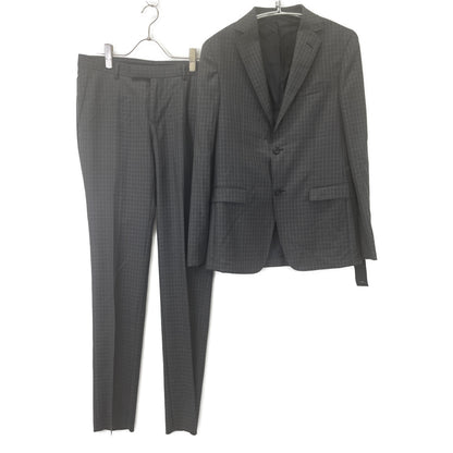 Z Zegna ジーゼニア ﾄﾞﾛｯﾌﾟ8 ｳｰﾙ ﾁｪｯｸ ﾂｰﾋﾟｰｽｽｰﾂ スーツ セットアップ 46