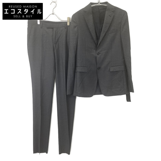 Z Zegna ジーゼニア ﾄﾞﾛｯﾌﾟ8 ｳｰﾙ ﾁｪｯｸ ﾂｰﾋﾟｰｽｽｰﾂ スーツ セットアップ 46