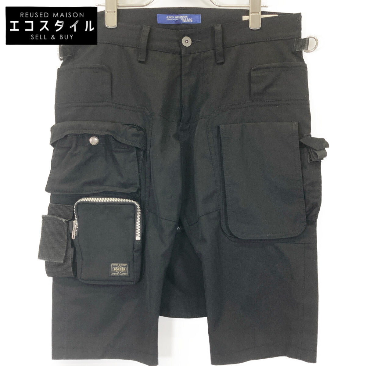 COMMEdesGARCONS JUNYA WATANABE コムデギャルソンジュンヤワタナベ ×ﾎﾟｰﾀｰ WO-P003 ﾌﾞﾗｯｸ ﾀｸﾃｨｶﾙ ﾊｰﾌﾊﾟﾝﾂ ボトムス M