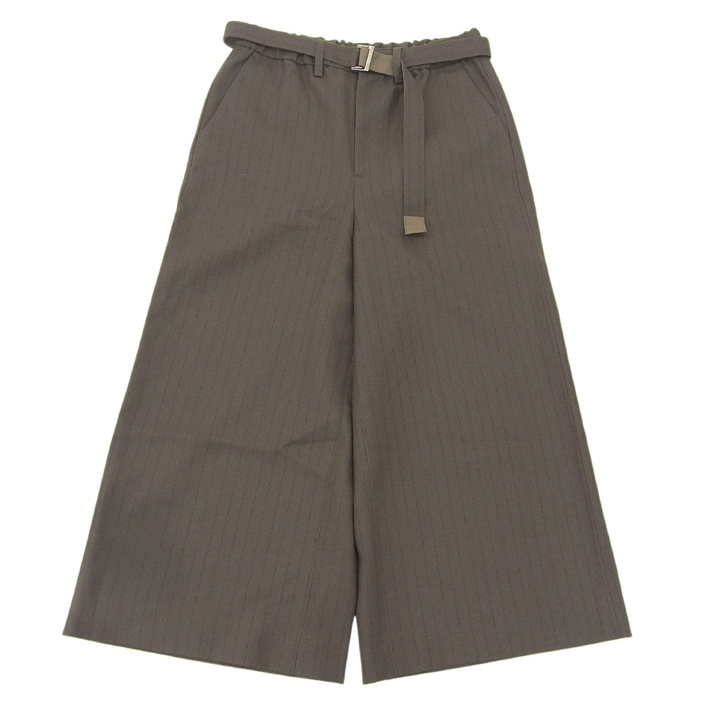 sacai サカイ 美品 チョーク ストラップ パンツ ウール100% ボトムス メンズ ブラウン 1 24-03479M ボトムス 1