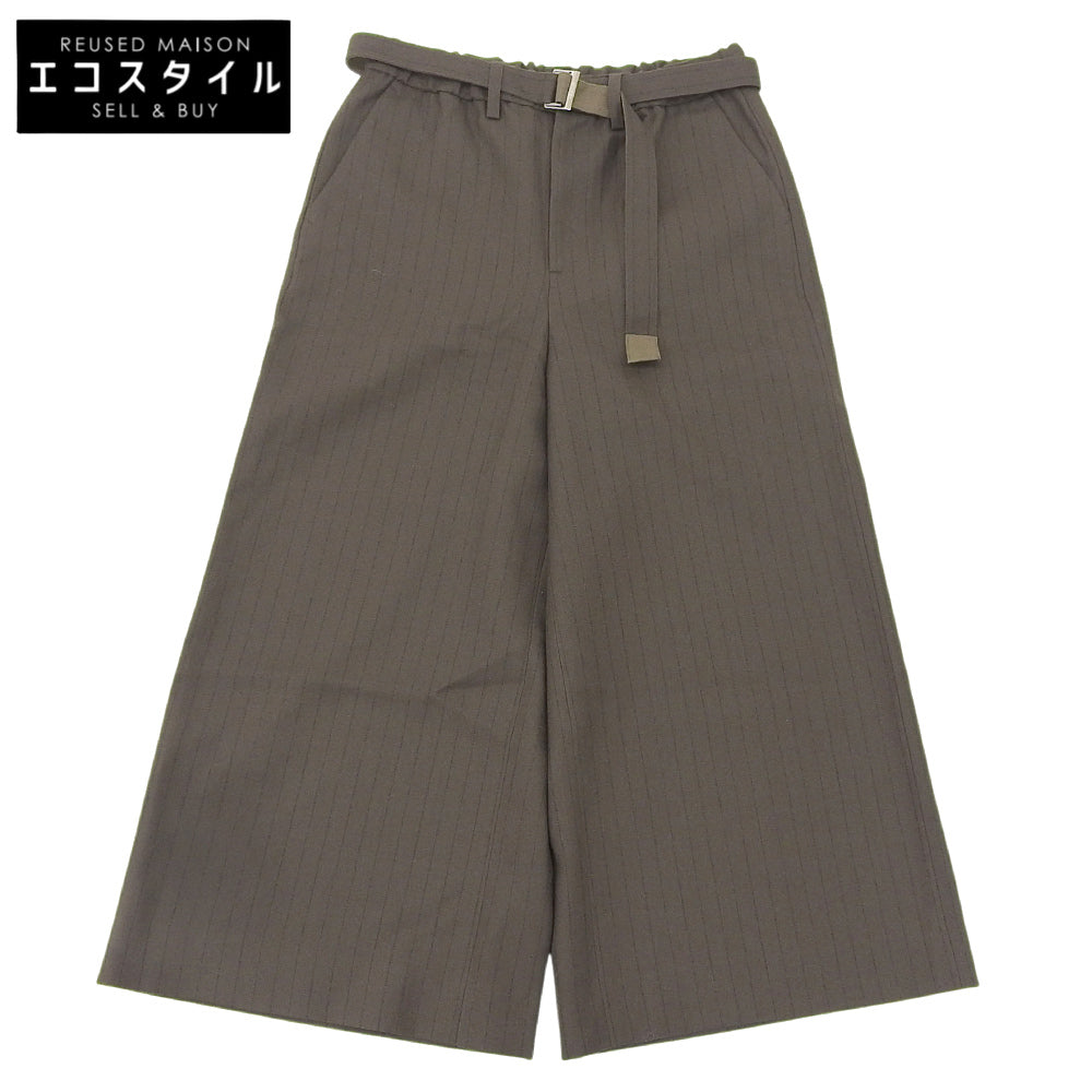 sacai サカイ 美品 チョーク ストラップ パンツ ウール100% ボトムス メンズ ブラウン 1 24-03479M ボトムス 1