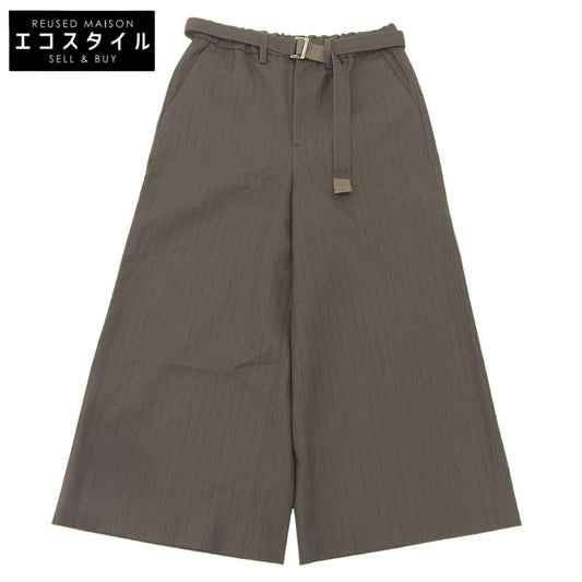 sacai サカイ 美品 チョーク ストラップ パンツ ウール100% ボトムス メンズ ブラウン 1 24-03479M ボトムス 1