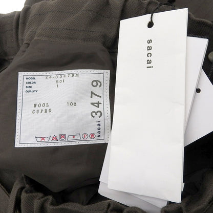 sacai サカイ 美品 チョーク ストラップ パンツ ウール100% ボトムス メンズ ブラウン 1 24-03479M ボトムス 1