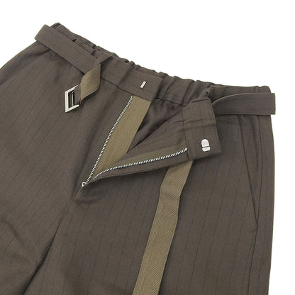 sacai サカイ 美品 チョーク ストラップ パンツ ウール100% ボトムス メンズ ブラウン 1 24-03479M ボトムス 1