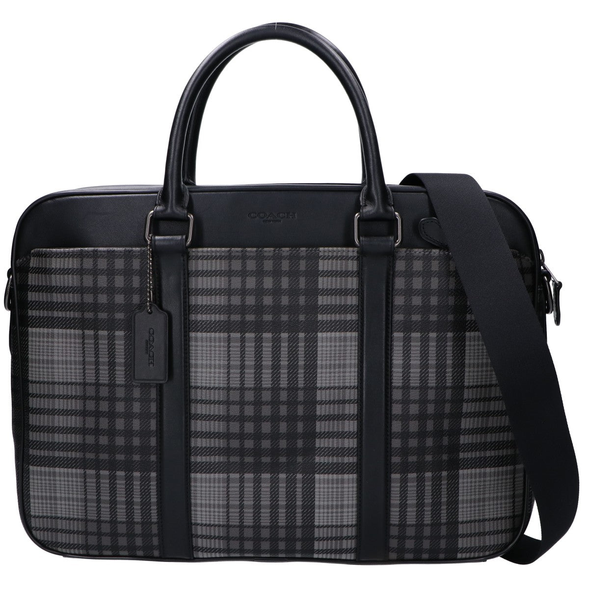 COACH コーチ 【新品同様】F37808 プレイドプリント ペリースリム 2WAYショルダー ビジネスバッグ ブリーフケース