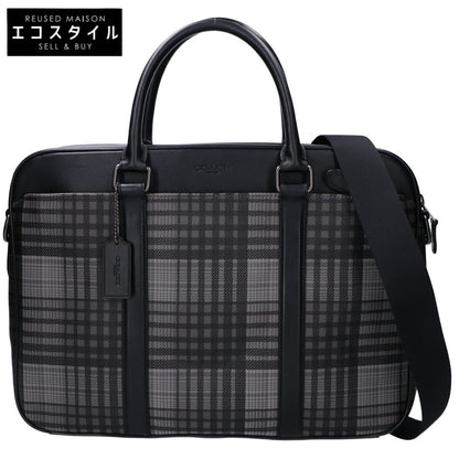 COACH コーチ 【新品同様】F37808 プレイドプリント ペリースリム 2WAYショルダー ビジネスバッグ ブリーフケース