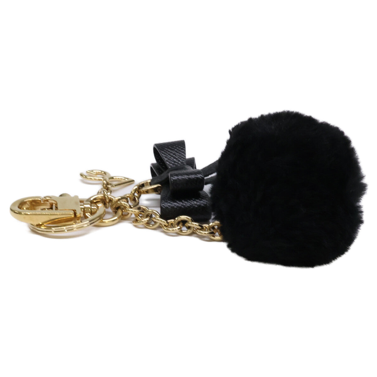 DOLCE&GABBANA ドルチェアンドガッバーナ DGロゴチャーム リボン エコファーポンポン キーリング