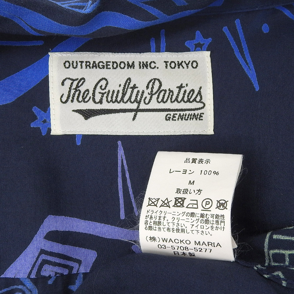 WACKO MARIA ワコマリア レーヨン ペイント 半袖オープンカラーシャツ トップス メンズ ネイビー M トップス M