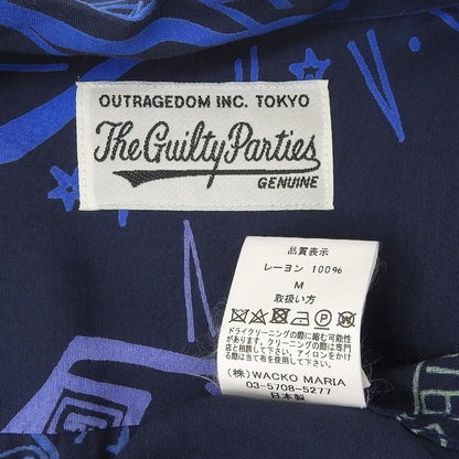 WACKO MARIA ワコマリア レーヨン ペイント 半袖オープンカラーシャツ トップス メンズ ネイビー M トップス M
