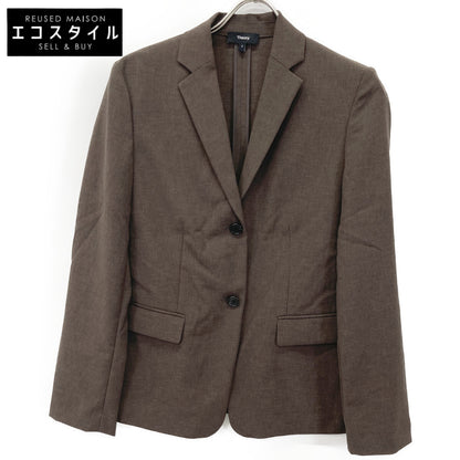 Theory セオリー 24年 ﾌﾞﾗｳﾝ Crisp Twill SB Slim Blazer ULﾃｰﾗｰﾄﾞｼﾞｬｹｯﾄ ジャケット 0