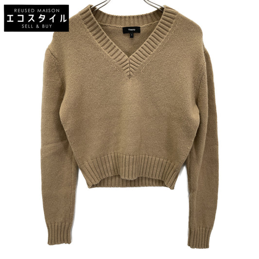 Theory セオリー 24年 ﾌﾞﾗｳﾝ ｶｼﾐﾔ混 ﾆｯﾄ トップス S