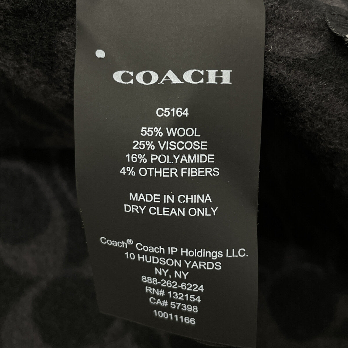 COACH コーチ ﾌﾞﾗｯｸ ｳｰﾙﾒﾙﾄﾝｹｰﾌﾟｺｰﾄ コート XS