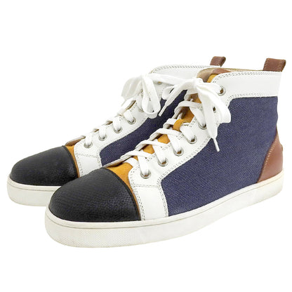 Christian Louboutin クリスチャンルブタン ルイス FLAT デニム×レザー ハイカットスニーカー シューズ メンズ マルチカラー 40 1/2 シューズ 40.5
