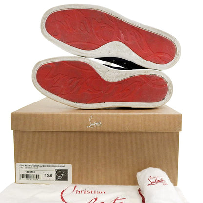 Christian Louboutin クリスチャンルブタン ルイス FLAT デニム×レザー ハイカットスニーカー シューズ メンズ マルチカラー 40 1/2 シューズ 40.5