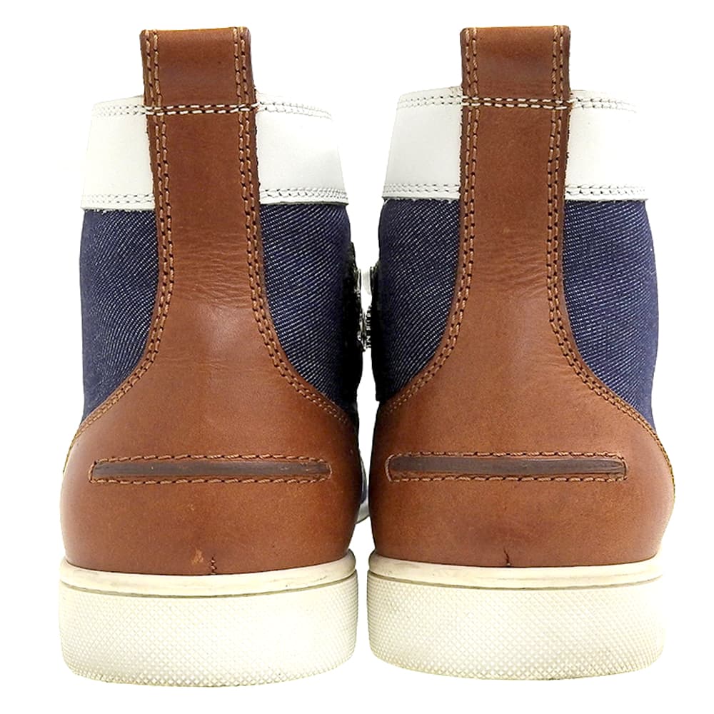 Christian Louboutin クリスチャンルブタン ルイス FLAT デニム×レザー ハイカットスニーカー シューズ メンズ マルチカラー 40 1/2 シューズ 40.5