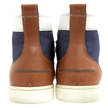 Christian Louboutin クリスチャンルブタン ルイス FLAT デニム×レザー ハイカットスニーカー シューズ メンズ マルチカラー 40 1/2 シューズ 40.5