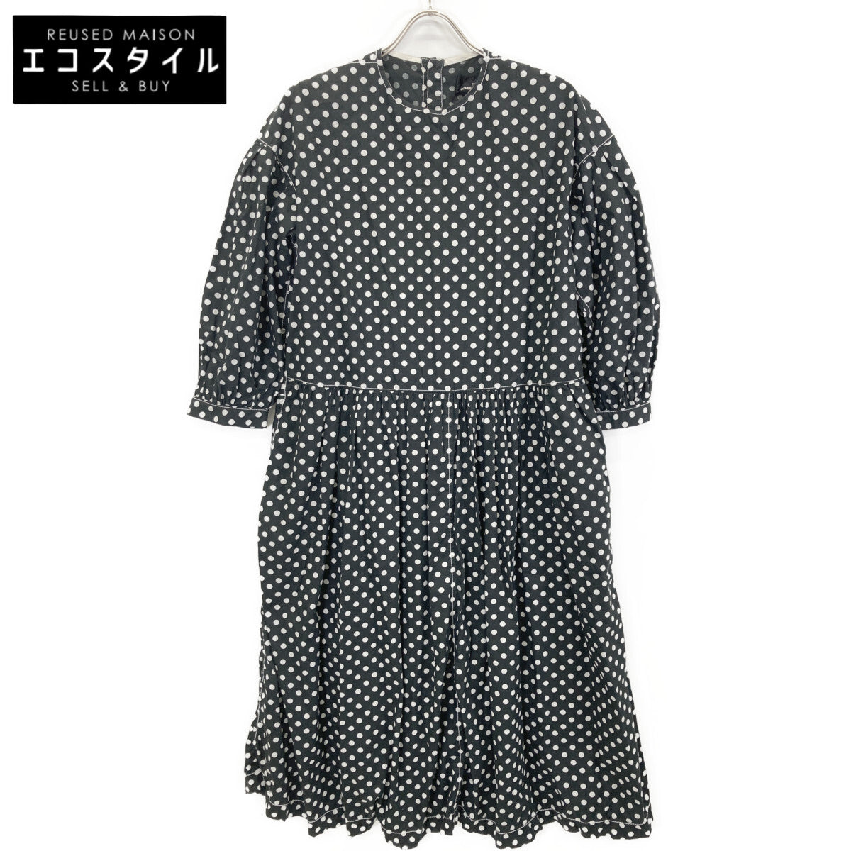 tricotCOMMEdesGARCONS トリココムデギャルソン TG-O011 20年製 ﾌﾞﾗｯｸ ﾄﾞｯﾄ ﾌﾚｱﾜﾝﾋﾟｰｽ ワンピース M