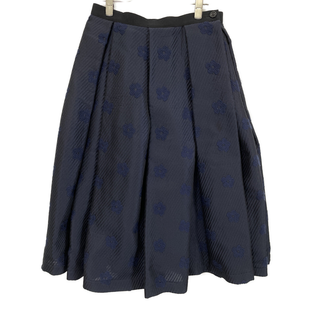 tricotCOMMEdesGARCONS トリココムデギャルソン TF-S013 20年製 ﾈｲﾋﾞｰ 花刺繍 変形ｽｶｰﾄ スカート M