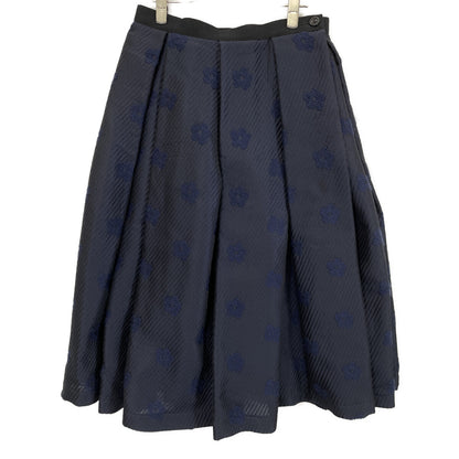 tricotCOMMEdesGARCONS トリココムデギャルソン TF-S013 20年製 ﾈｲﾋﾞｰ 花刺繍 変形ｽｶｰﾄ スカート M