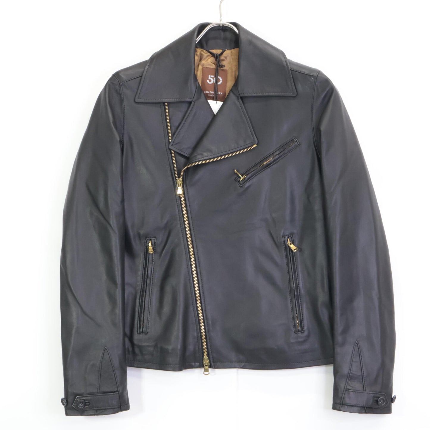 CINQUANTA チンクアンタ 2325-1-1118 ﾌﾞﾗｯｸ ﾗﾑﾚｻﾞｰ ﾀﾞﾌﾞﾙﾗｲﾀﾞｰｽｼﾞｬｹｯﾄ ジャケット 38