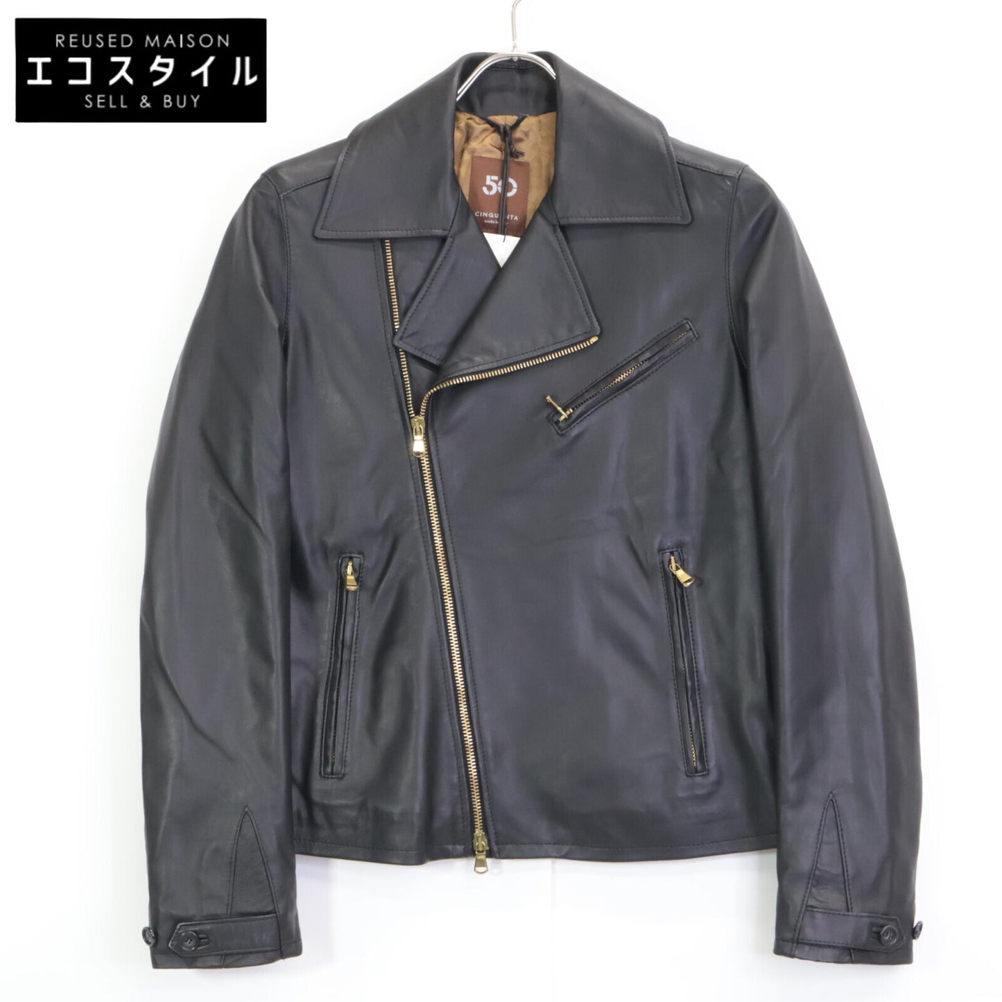 CINQUANTA チンクアンタ 2325-1-1118 ﾌﾞﾗｯｸ ﾗﾑﾚｻﾞｰ ﾀﾞﾌﾞﾙﾗｲﾀﾞｰｽｼﾞｬｹｯﾄ ジャケット 38
