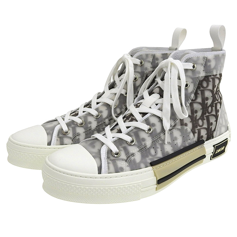 DIOR ディオール 美品 B23リーグ オブリークキャンバスハイトップスニーカー シューズ メンズ ホワイト×ブラック 26.0cm 22RLS シューズ 41