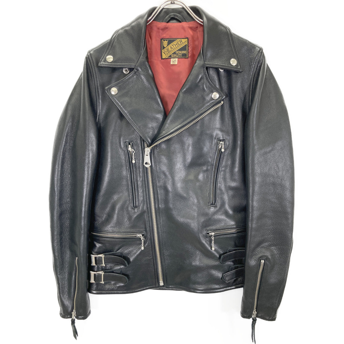 Y'2 LEATHER ワイツーレザー ﾌﾞﾗｯｸ ｶｰﾌ ﾀﾞﾌﾞﾙﾗｲﾀﾞｰｽｼﾞｬｹｯﾄ ジャケット 40