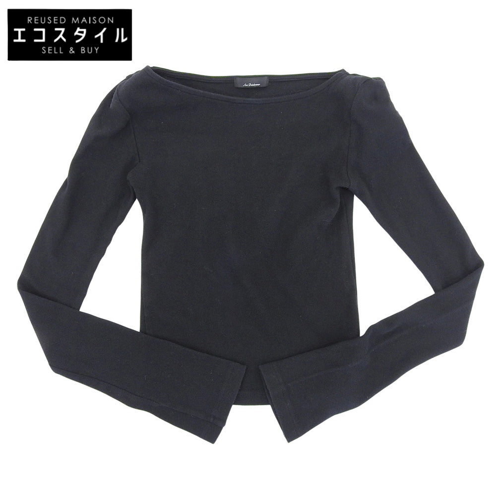 Ans Dotsloevner アンス ドッツローヴナー コットン オフショルダー ボートネック 長袖 トップス レディース ブラック トップス ―