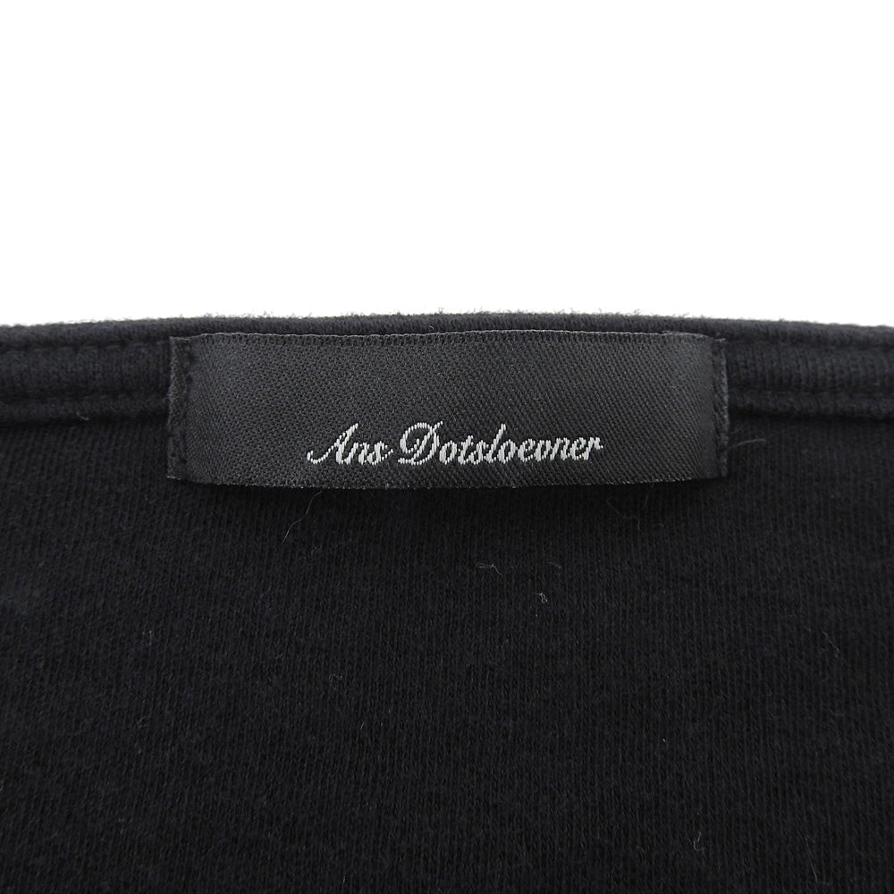 Ans Dotsloevner アンス ドッツローヴナー コットン オフショルダー ボートネック 長袖 トップス レディース ブラック トップス ―