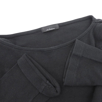 Ans Dotsloevner アンス ドッツローヴナー コットン オフショルダー ボートネック 長袖 トップス レディース ブラック トップス ―