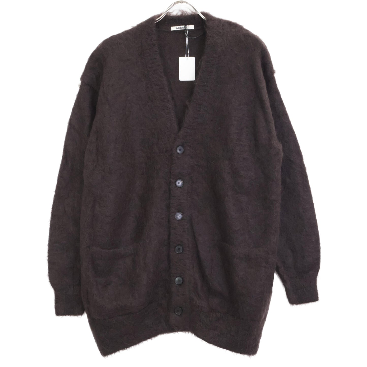AURALEE オーラリー A22AC03KM ﾀﾞｰｸﾌﾞﾗｳﾝ BRUSHED SUPER KID MOHAIR KNIT LONG CARDIGAN トップス 1