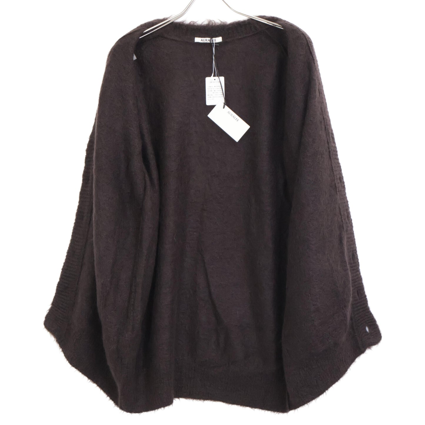 AURALEE オーラリー A22AC03KM ﾀﾞｰｸﾌﾞﾗｳﾝ BRUSHED SUPER KID MOHAIR KNIT LONG CARDIGAN トップス 1