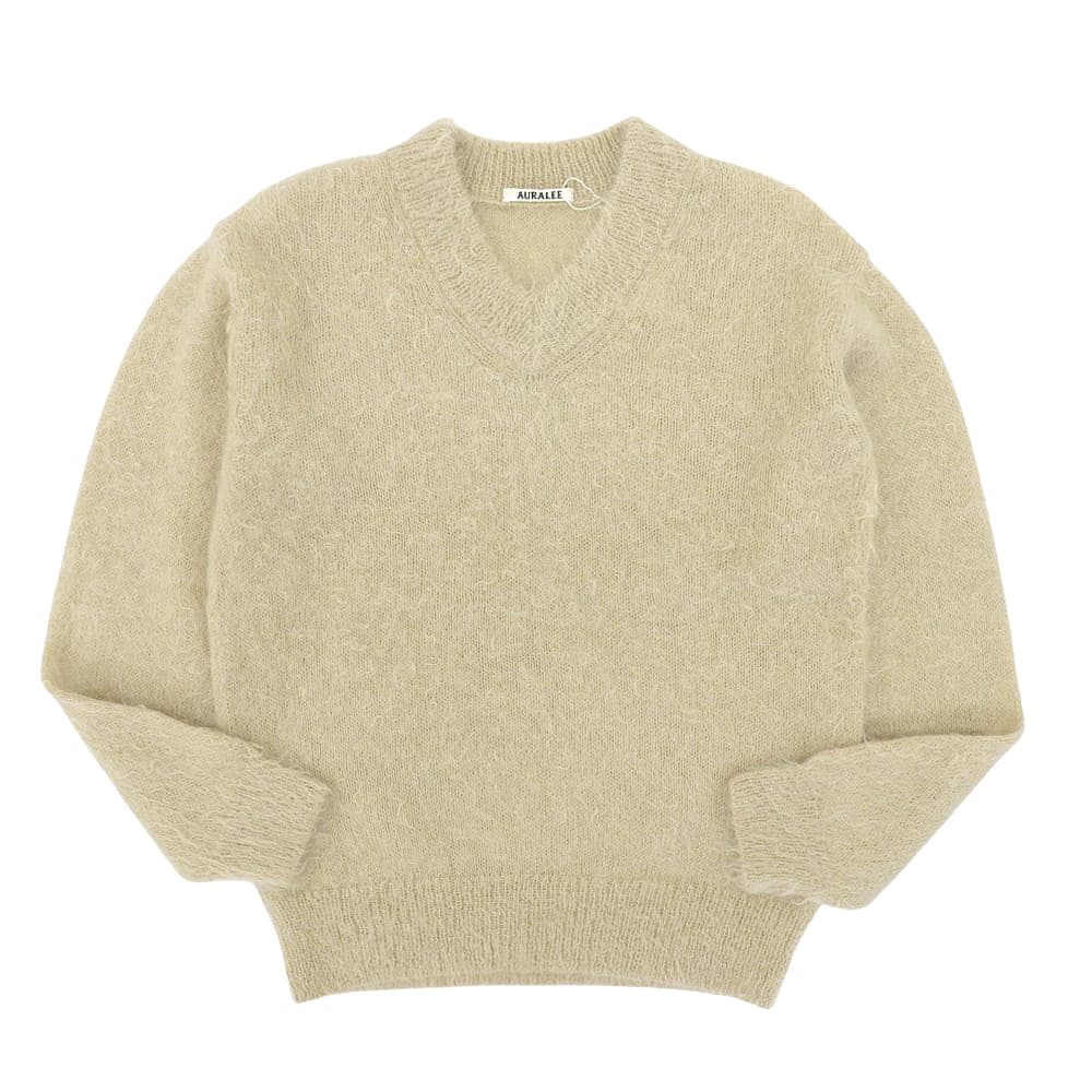 AURALEE オーラリー 未使用 BRUSHED SUPER KID MOHAIR KNIT トップス レディース ベージュ 1 A21AV03KM トップス 1