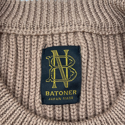 BATONER バトナー BN-21FW-028 ﾌﾞﾗｳﾝ ｳｰﾙ5ｹﾞｰｼﾞｼｸﾞﾆﾁｬｰ畦編み ﾓｯｸﾈｯｸ ﾆｯﾄ トップス 2